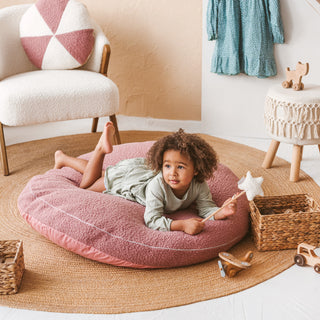 big floor pillow for reading in boucle