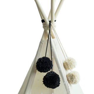 Pom Pom Teepee Tent Toppers - Decorative PomPoms |Colour: Black