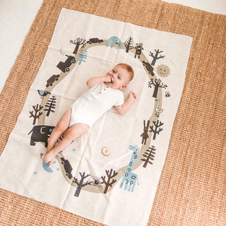 Baby Milestone Blanket – 100% Natural Linen, Perfect for Monthly Growth Photos