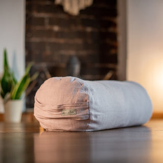 MINICAMP Yoga Bolster Meditation Cushion from 100% Linen in Dusty Pink