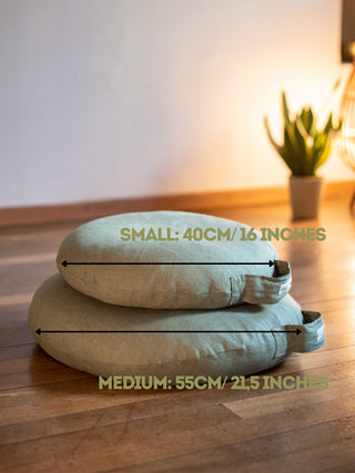 MINICAMP Yoga Pillow Meditation Cushion from 100% Linen in Forest Green