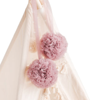 MINICAMP Dusty Rose Tulle Pom Poms – Handmade Decorative Accents