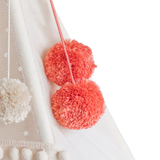 Pom Pom Teepee Tent Toppers - Decorative PomPoms |Colour: Coral