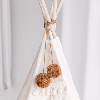 Pom Pom Teepee Tent Toppers - Decorative PomPoms |Colour: Tan