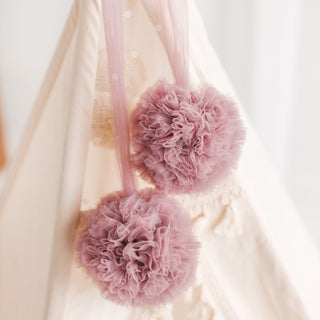 MINICAMP Dusty Rose Tulle Pom Poms – Handmade Decorative Accents