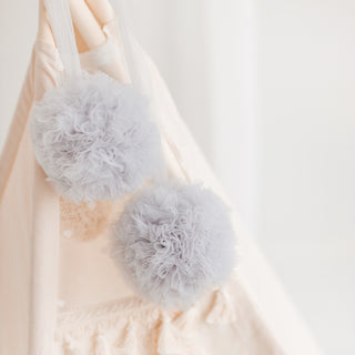 MINICAMP Light Grey Tulle Pom Poms – Handmade Decorative Accents