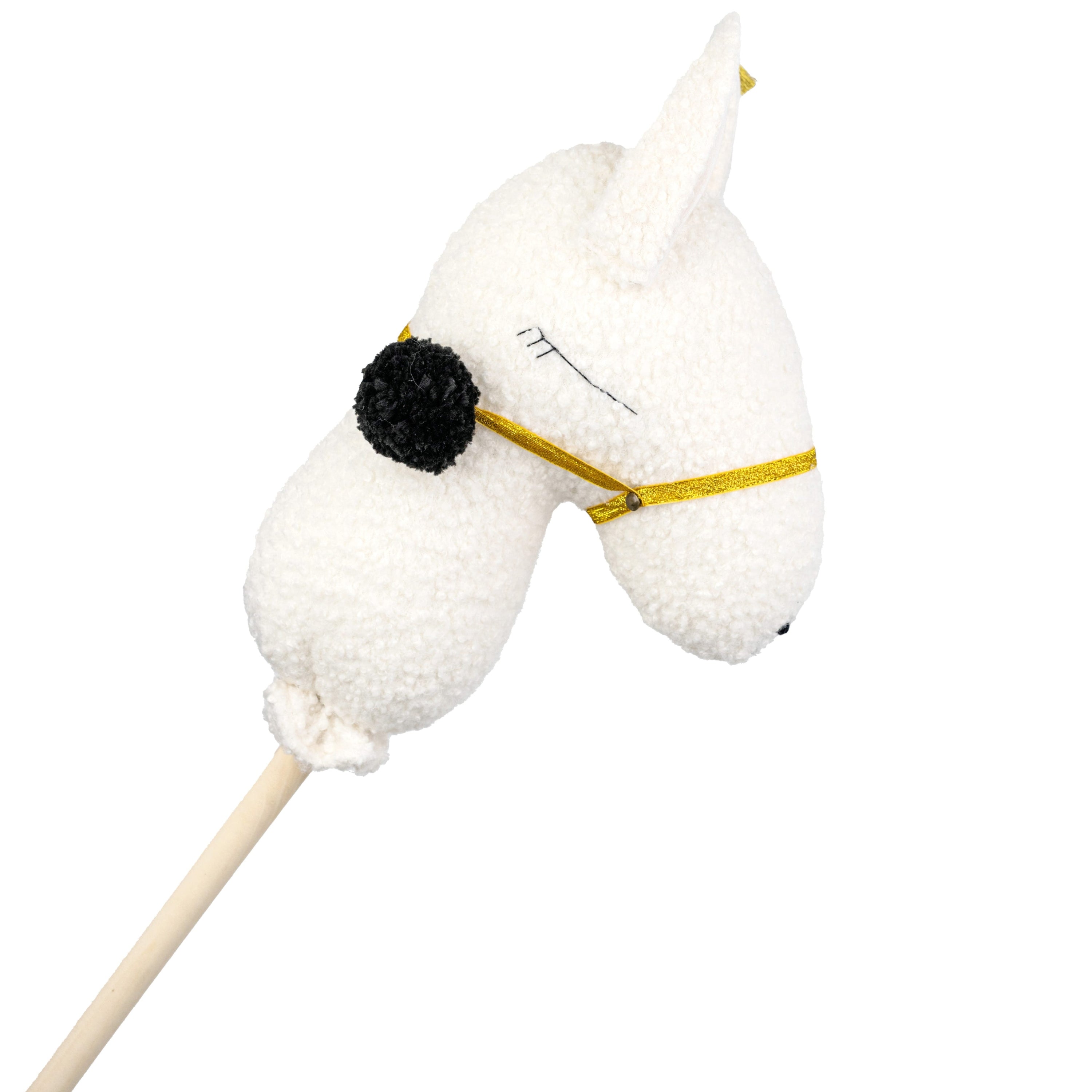 MINICAMP Handmade Llama Alpaca Hobby Horse Stick Toy from Boucle in Ecru