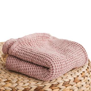 MINICAMP Linen Waffle Blanket Bath Towel in Rose