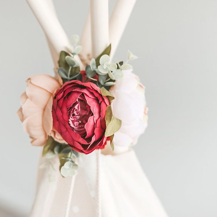 Decorative Peony Garland Close-up - Lifelike Flowers for Baby Showers and Weddings