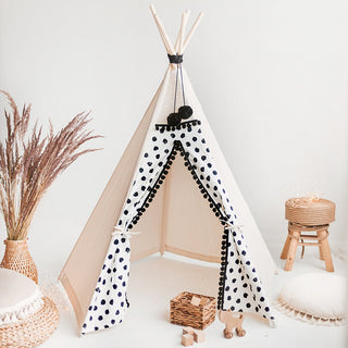 Black Polka Dot Teepee Tent for Kids