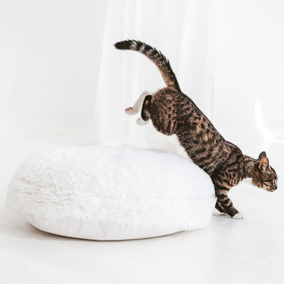 Soft Cat Pillow from White Fur - Comfy Pet Bedding