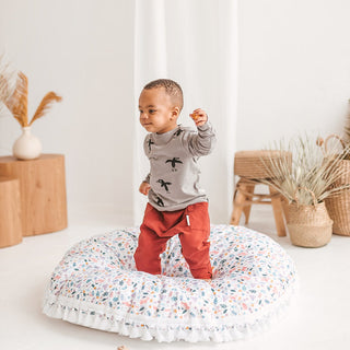 Big Floor Cushion with Floral Poplin Cover