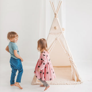 Square Children's Teepee with Pom Poms