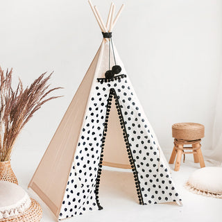 Black Polka Dot Teepee Tent for Kids