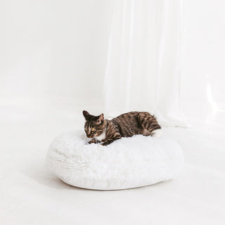 Soft Cat Pillow from White Fur - Comfy Pet Bedding