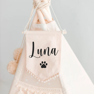 Personalized Name Banner for Teepee - Custom Cotton Flag | Black