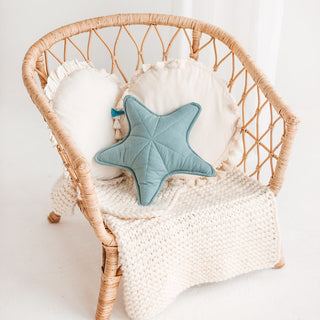 Linen Seastar Pillow, Throw Pillow, Beach Decor in Mint