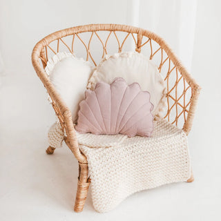 Linen Seashell Pillow, Throw Pillow, Beach Decor in Pink