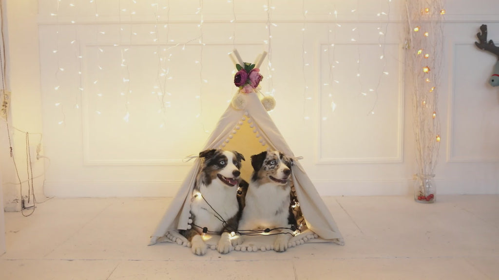 MINICAMP Large Dog Teepee Tent in Ecru 