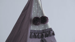 MINICAMP Grey Teepee for Kids with Tassel Decor