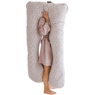 MINICAMP U Shape Body Pillow for Sleeping with Organic Cotton Cover in Grey